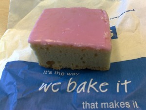 Quaker cake with its distinctive pink top. Photo: diadoco/CC