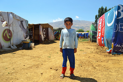 A child in a refugee camp in Lebanon, near the Syrian border. Photo: CAFOD/CC