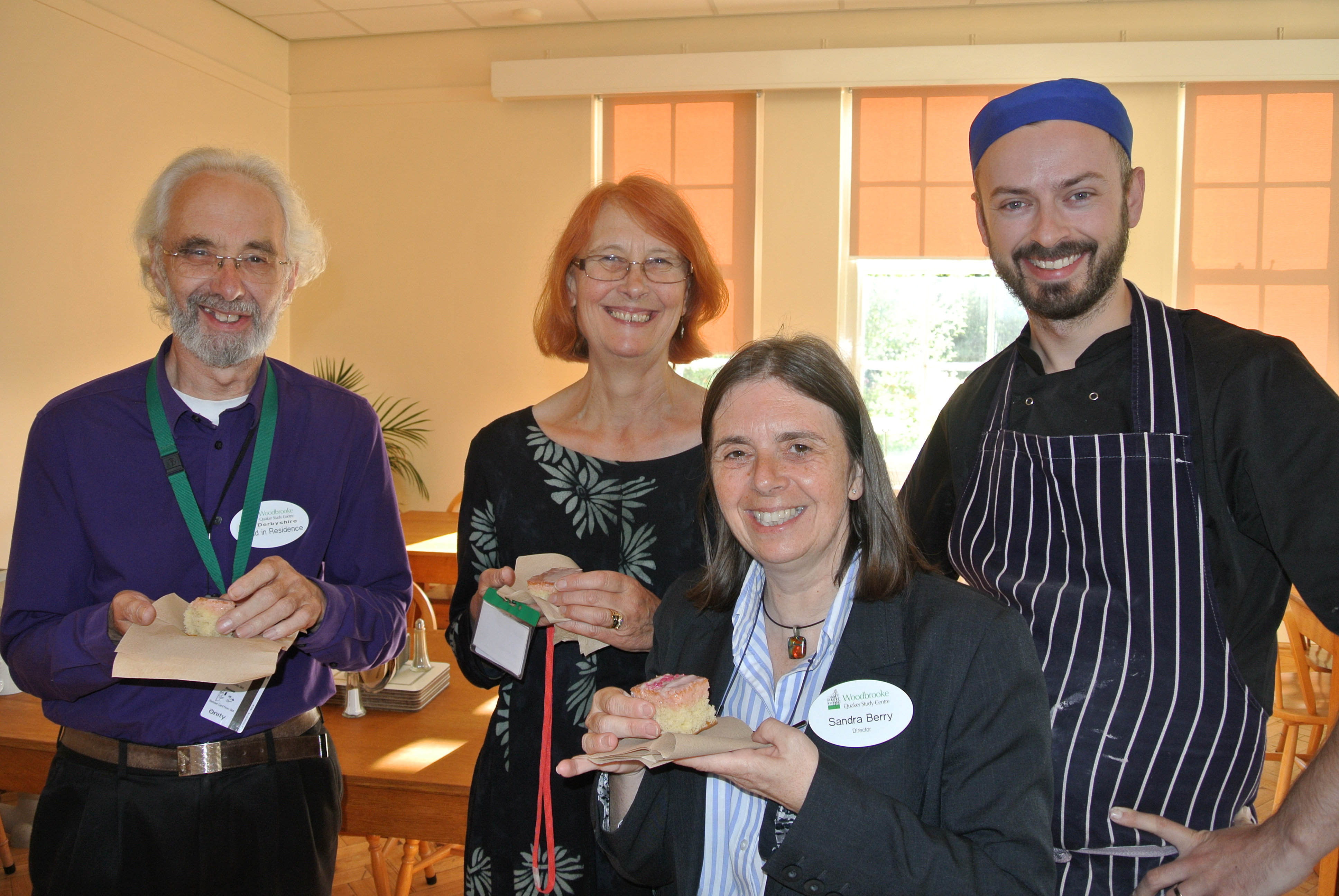 2. From l-r: Quaker volunteers Les and Marion Derbyshire, Woodbrookeâ€™s Director Sandra Berry and Head Chef, Eddie Hislop